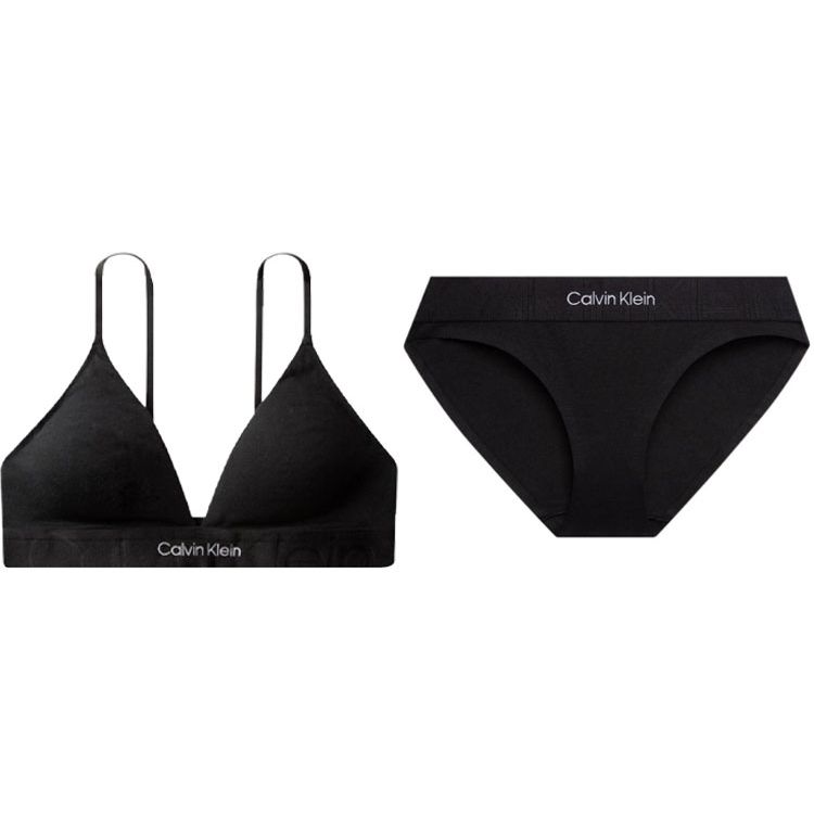 

Calvin Klein Комплект женского нижнего белья с логотипом Double Gravity и принтом букв, черный QF6990-UB1+QF6993AD-UB1 S