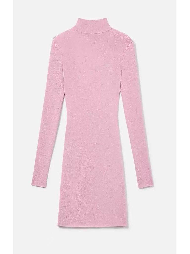 2025SP Early Autumn Slimming Knit Dress with Exposed Back and Half-High Collar