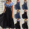 QICED Fashion Summer Spring    Short Sleeve V-Neck Casual Dresses