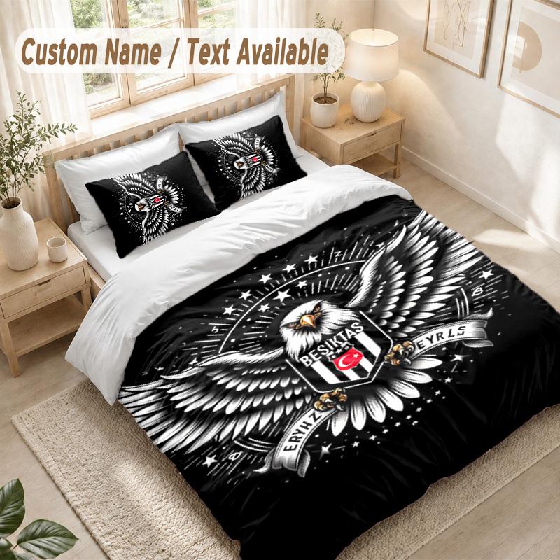 Besiktas Bettwäsche-Set, 1 Bettbezug & 2 Kissenbezüge Weich Bequem Schlafzimmer Heimtextil Dekoration 135cmx200cm