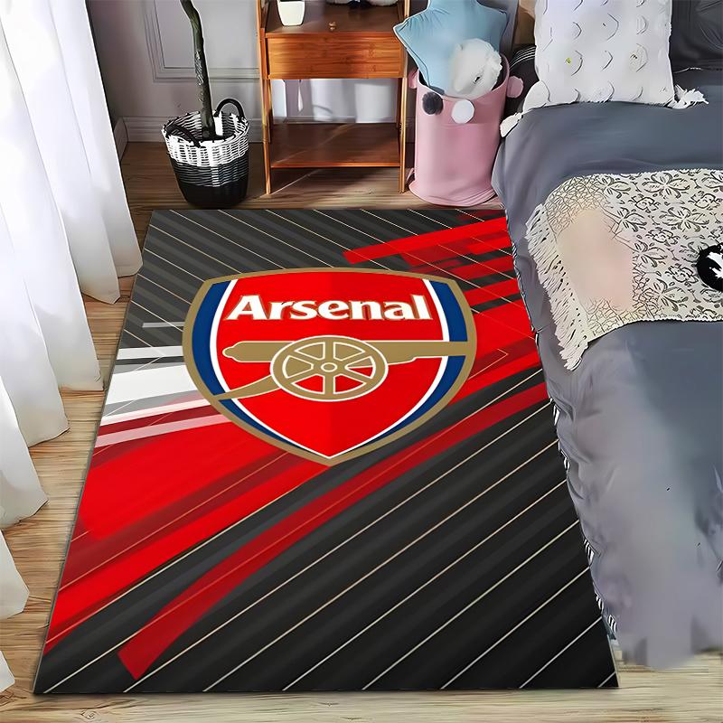 Arsenal Logo Carpet, Black Red Modern Design, Fan Home Decor Suitable for Use As an Anti-slip for Living Room Bedroom Sofas