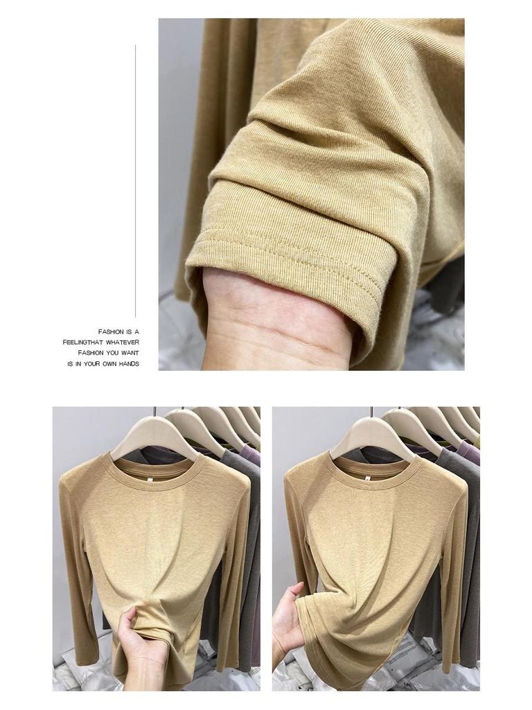 Damen Modal Weich Langarm Schlankmachendes Basisschicht T-Shirt für Frühling 2025