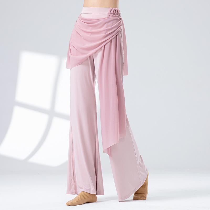 

Loose Gauze Queen Classical Wide Leg Pants Modern Dress Adult Performance Dress Training Dance Pants XS розовый
