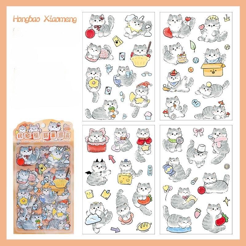 Soft Cute Cat Transparent Waterproof Pet Stickers Diy Hand Account Diary Stickers  Cute Animal Cat Stickers