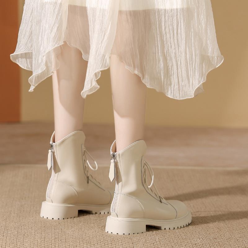 Martin boots women's autumn and winter new leather short boots women's platform boots women's lace-up soft leather short boots