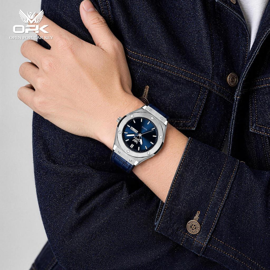 OPK Brand Watch Simple Business Calendar Quartz Watch Night Light Waterproof Men's Watch Men's Watch 6108