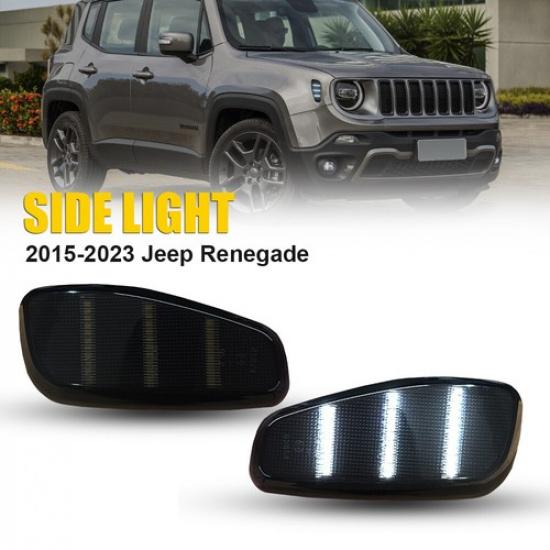 For 2015- Jeep Renegade Fender Side Marker Light Turn Signal Lamp White Pair