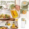 Glass Oil Sprayer Bottle 0ml for Kitchen , 2 In 1 Oil Dispenser with Spray & Pour , Open/Close , Easy Clean