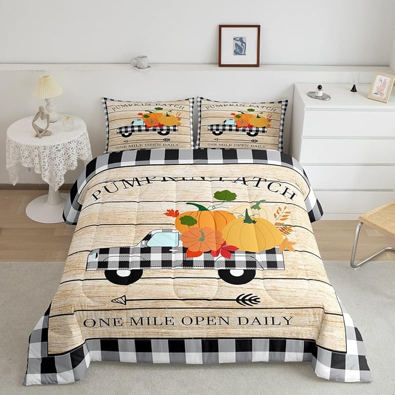 Høst Gresskar Landlig Gårdshus Lønneblad Solsikke Dynesett Thanksgiving Kalkun Gutt Jente Voksen Romdekorasjon