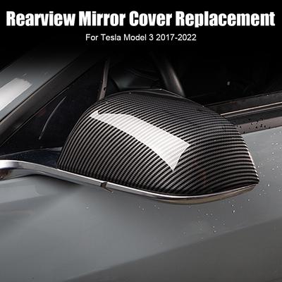 2 Pcs Rearview Mirror Cover for Tesla Model 3 2017- Cap ABS Carbon Fiber Side Mirror Cover Replacement Car