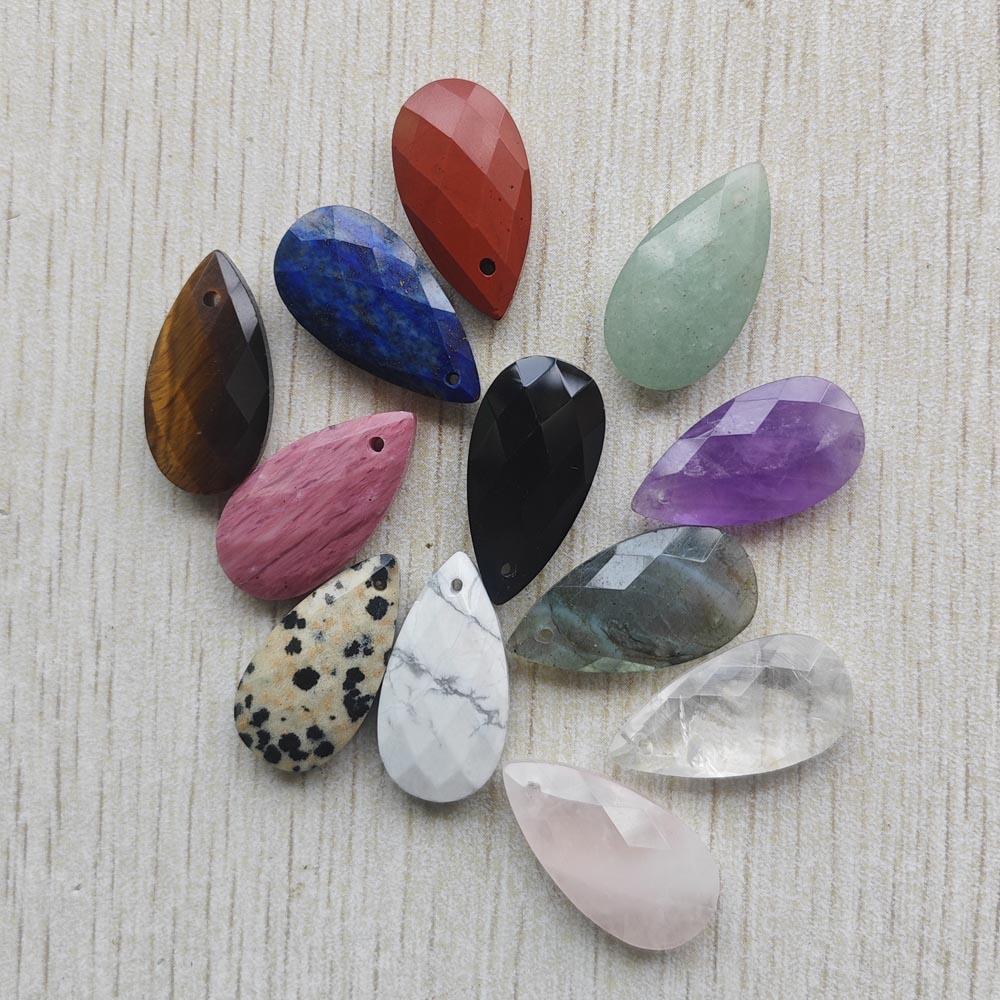 Beautiful Natural Amazon Stone long water drop cut faceted pendants for jewelry accessories making free shipping Wholesale 12pcs