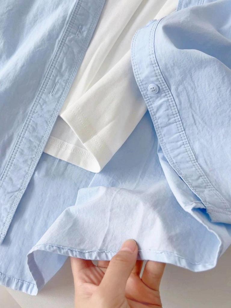 Korean-Style Pure Cotton Long-Sleeve UV Shirt - Trendy Casual Top for Men and Women, Ideal for Spring and Autumn Outdoor Wear