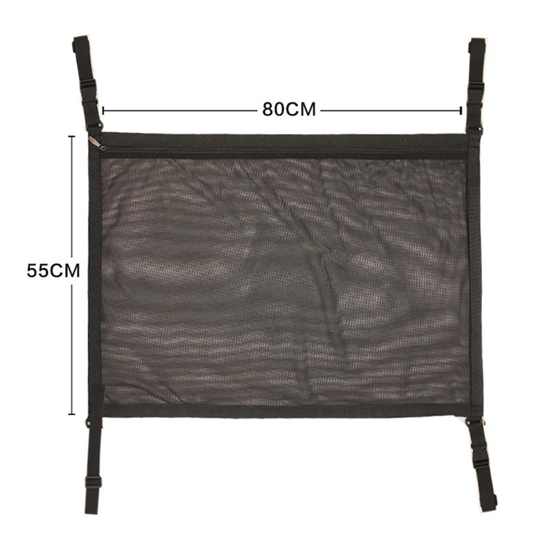SEAMETAL Car Ceiling Storage Net Pocket 80cm*55cm Hanging Polyester Mesh Storage Bag Traveling Auto Roof Organizer with Zipper
