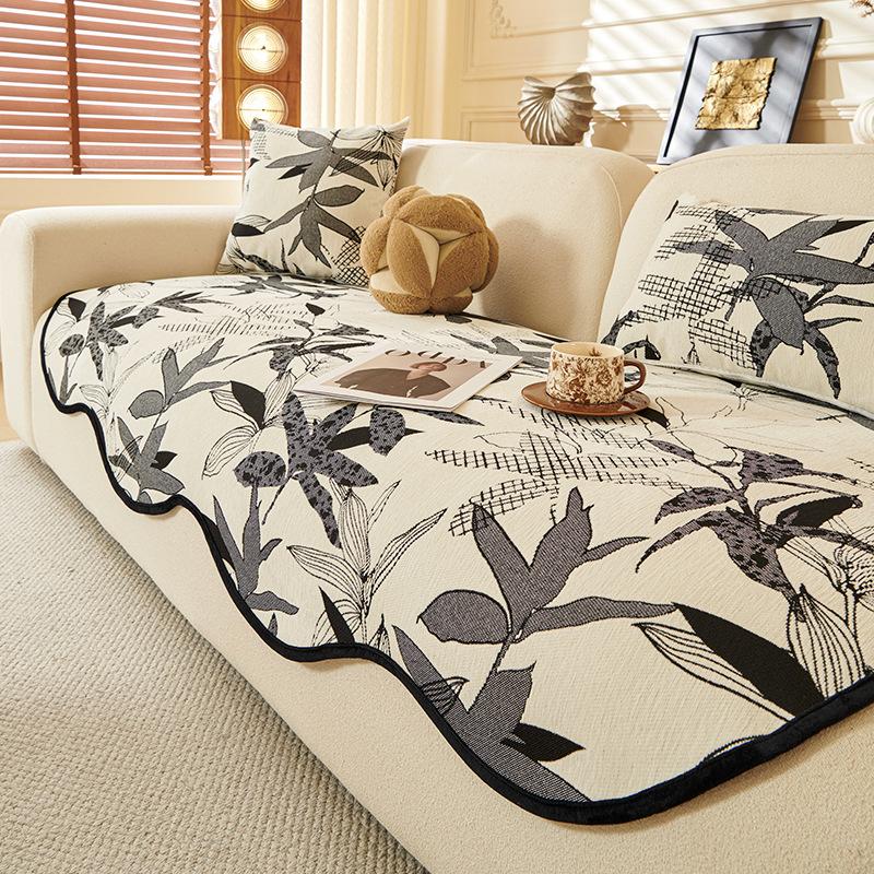 Special-shaped sofa cushion Straight row leather sofa seat cushion Fixed non-slip Irregular one-piece sofa cover universal in all seasons