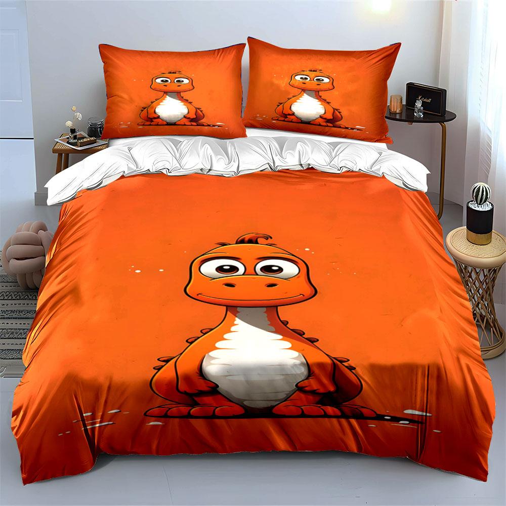 Orange Cartoon Dinosaur Design. Bedding Sets Duvet Cover Sets Duvet Covers Pillowcases(1 * Duvet Cover 2 * Pillowcases, Without Duvet Insert)