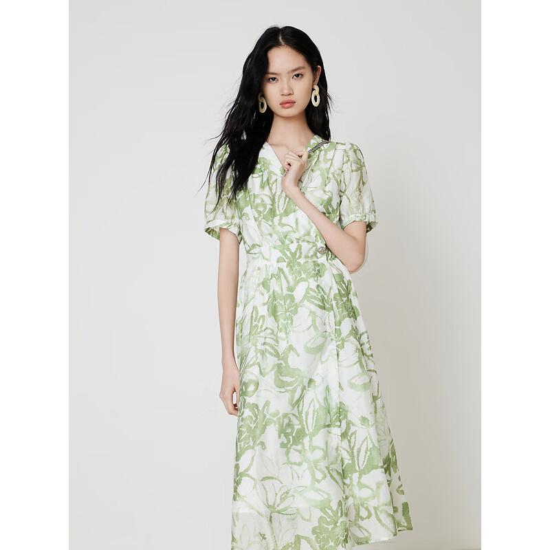 Gejin Lyocell Elegant Short Sleeve Mid-Length Summer Dress G42041L3061 M