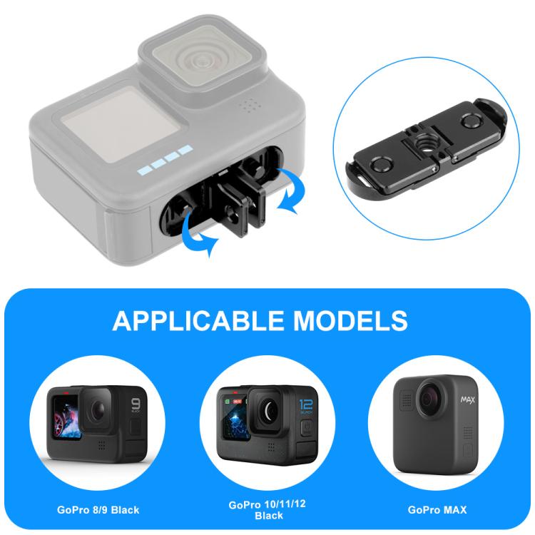 Adapter PULUZ z magnetyczną składaną podstawą szybkiego zwalniania dla GoPro HERO12 Black /11 Black /11 Black mini /10 Black /9 Black /8 Black / Max (czarny)