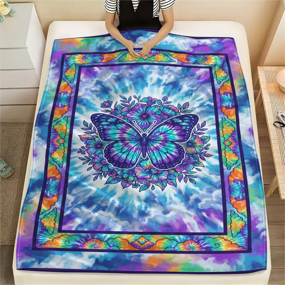 Butterfly Decoration Print Flannel Blanket, High quality Comfortable for All Seasons, Home Decor, Warmth and Comfort, Perfect for Christmas Gifts38
