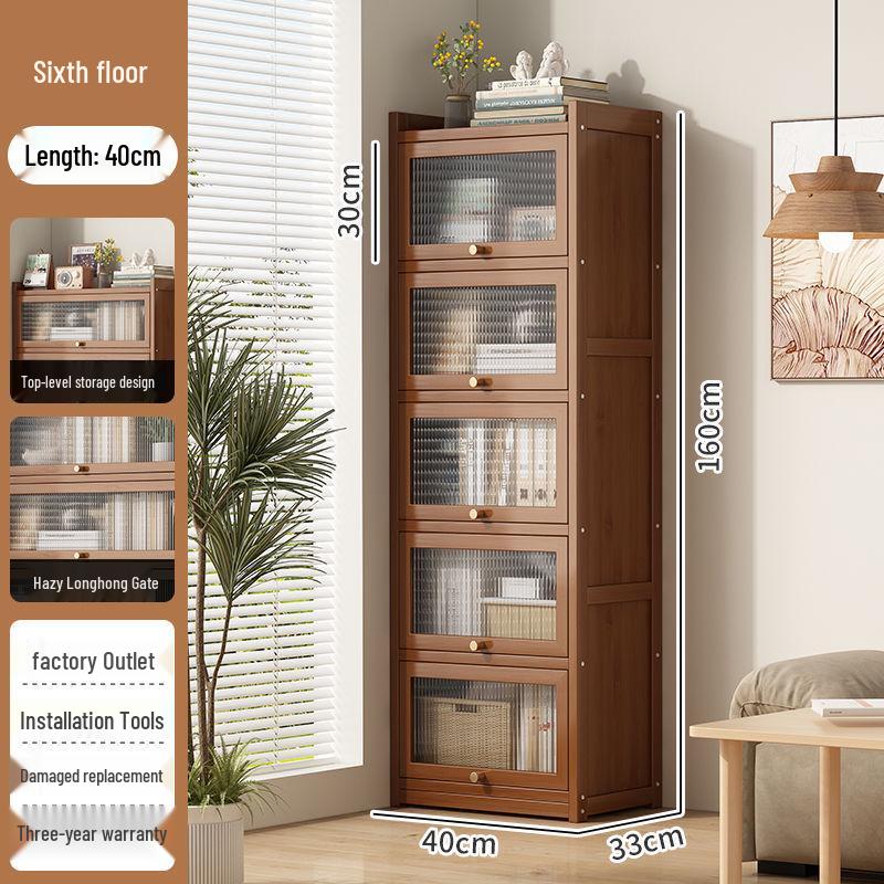 Floor-Standing Bookshelf for Students and Children - Compact Storage Cabinet for Small Apartment Living Rooms