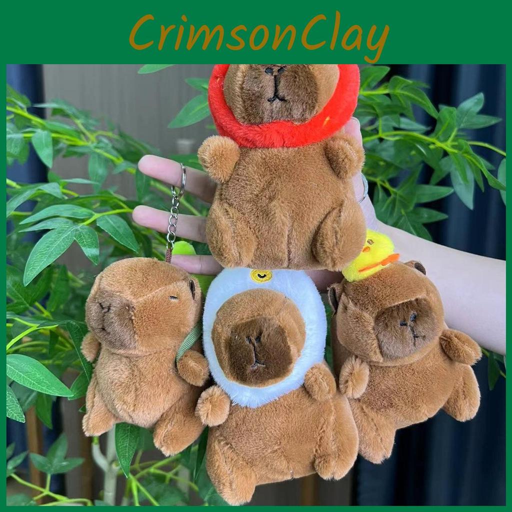 Fun Capybara Plush Keychain Colorful Animal Design Perfect For Kids Room Or Bag Decoration