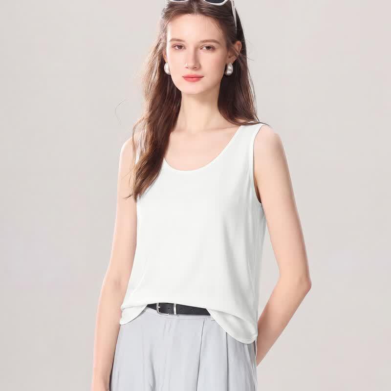 Snowforte Women s Solid Silk U-Neck Camisole L