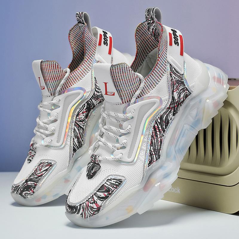 Autumn national sports shoes printed outsole ultra-light heightening platform running dad shoes large size men's shoes