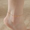 Winziger koreanischer Kettchen-Katzen-Charm-Fußkettchen für Damen, goldfarben, Blatt, Herzschlag, Kupferbeschichtung, Katzenpfoten-Charm, Sommer-Fußkettchenschmuck