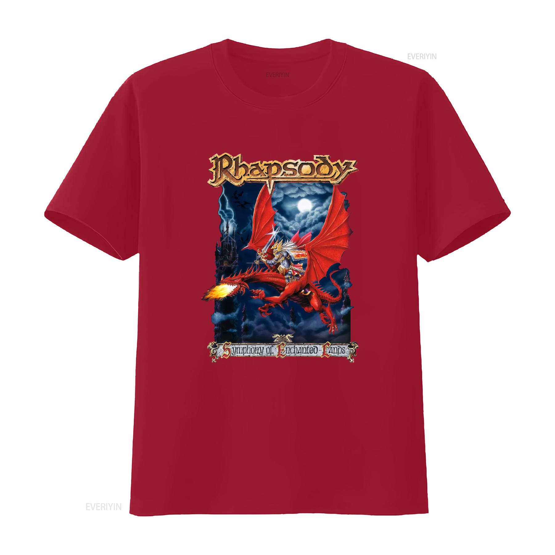 NEW Rhapsody of Fire Symphony Enchanted Lands Italy Power Music T Shirt S 5XL Dragon Knight Print  vintage Washed Casual S