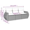 3-teiliges Gartensofa-Set mit Kissen Schwarzes Poly-Rattan