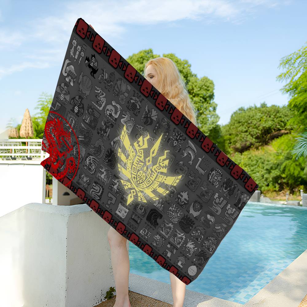 Monster Hunter Fashion Microfiber Beach Towel Absorbent Quick dry Soft Yoga Swimming Resort Mountain Climbing Towel