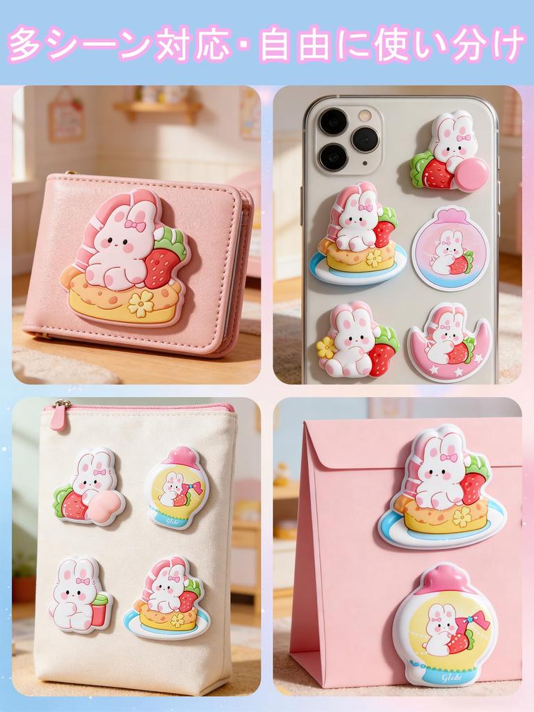 Set of 4 Squishy 3D Cute Reward Stickers for DIY and Panda Perfect for Diaries and Stress and Gifts Stickers, Decoration, Rabbit, Unicorn, Bear,