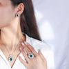 Jewelry Set Simulation Emerald Pendant 10 * 12 Stud Earrings 6 * 8 Three-Piece Set