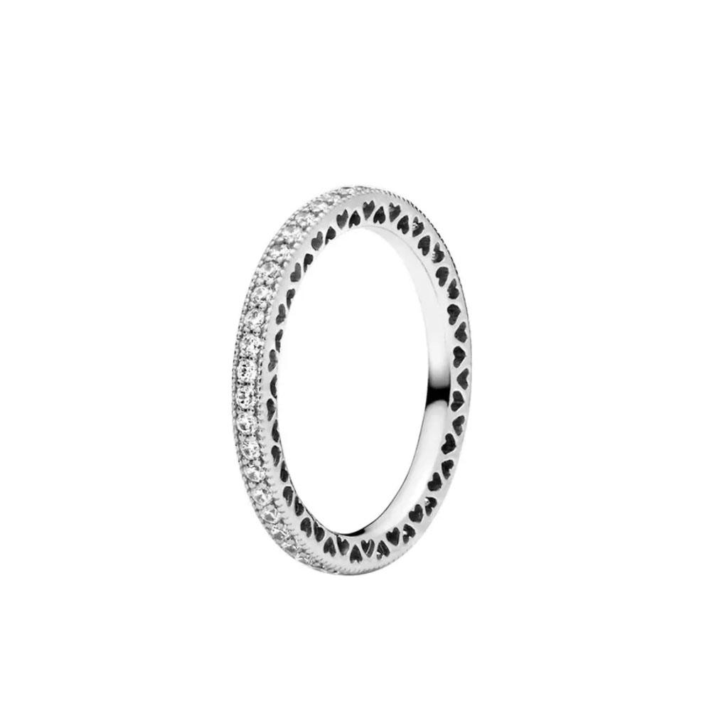 European New 925 Silver Size 6, 7, 8, 9 Heart-Shaped Flower Shaped Ring Suitable for Wedding Parties Women's Exquisite Luxury