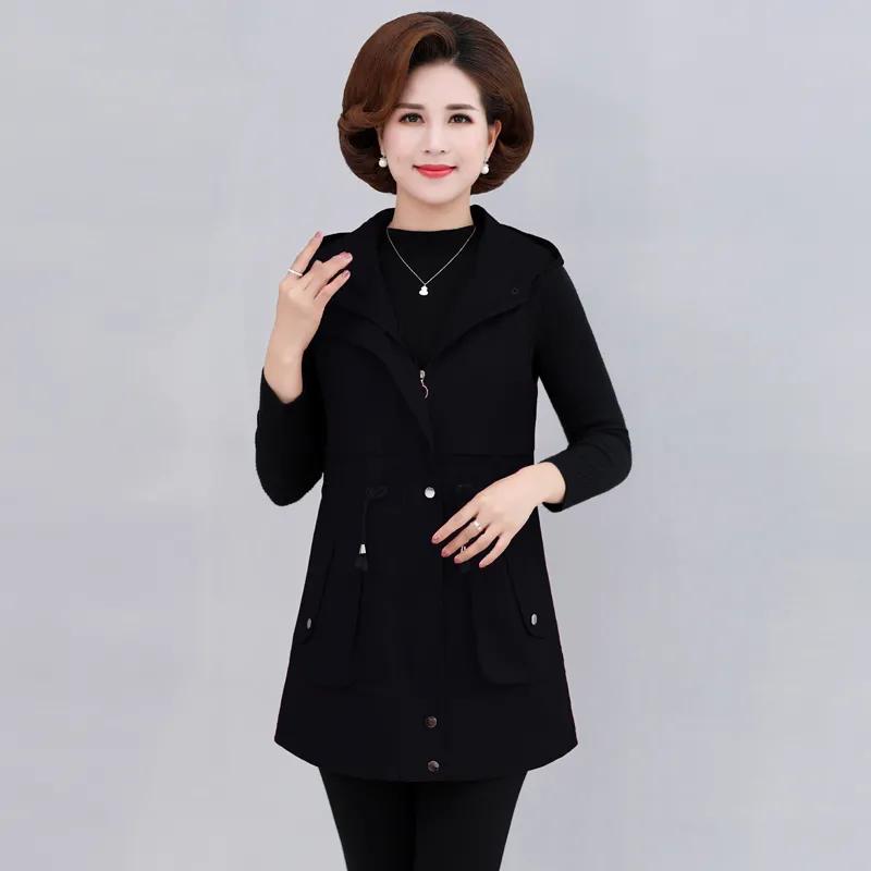 

Женский весенне-осенний элегантный жилет без рукавов, женские приталенные куртки с капюшоном, тренч, верхняя одежда 5XL