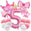 Princess 3rd 4rd 5rd Birthday Party Decorations 40 Inch Large Pink Crown 3 Balloon Girls’ Princess Decorations Party Supplies