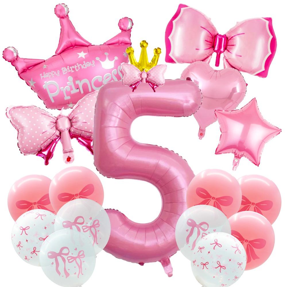 Princess 3rd 4rd 5rd Birthday Party Decorations 40 Inch Large Pink Crown 3 Balloon Girls’ Princess Decorations Party Supplies