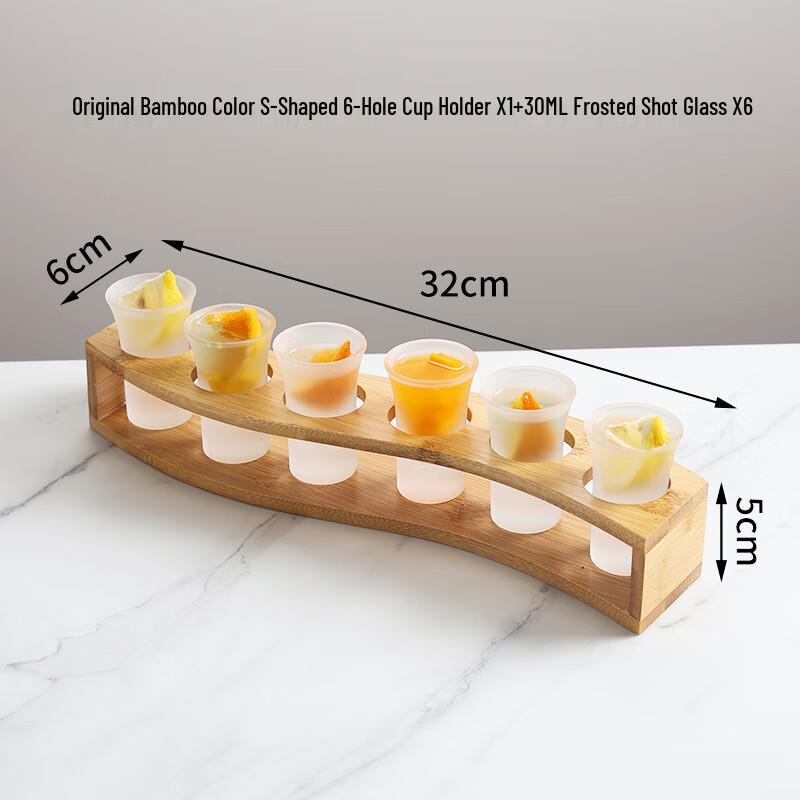 Frosted Bullet Shot Glass Set with Bamboo Holder