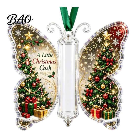 Festliche Partydekoration Weihnachten Bargeldgeschenk-Schmuckstück, Acryl-Schmetterling Geldhalter mit eingebautem?in Innen-Außen-Dekoration Klares Fach, Feiertag