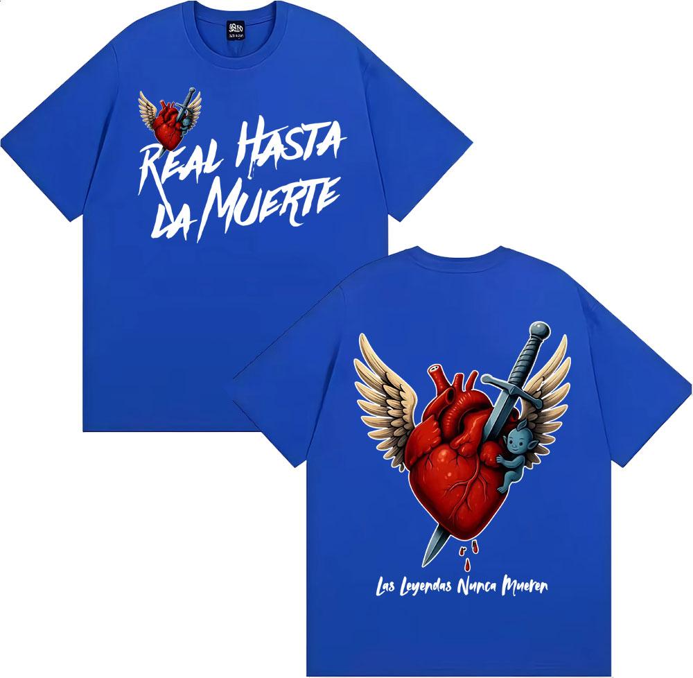 Anuel AA Rhlm 2 Real Hasta La Muerte Heart T Shirt Unisex Women Fashion Retro Short Sleeve Tshirts Cotton ONeck Oversized Tshirt