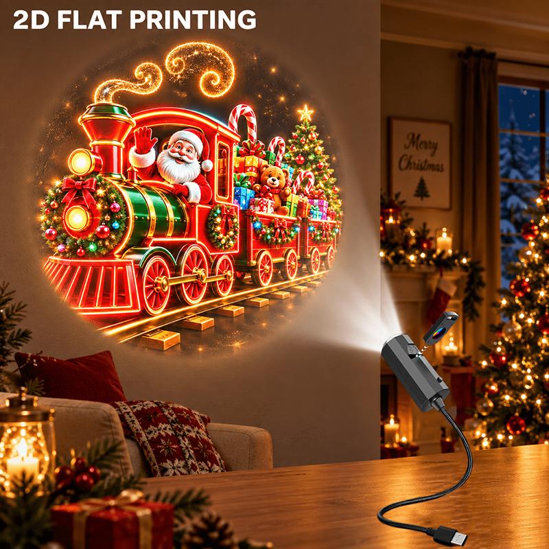 Led Usb Projector Light 12Pcs Projection Patterns- Adjustable Santa Claus Snowman Tree Night Light For Christmas Decorations
