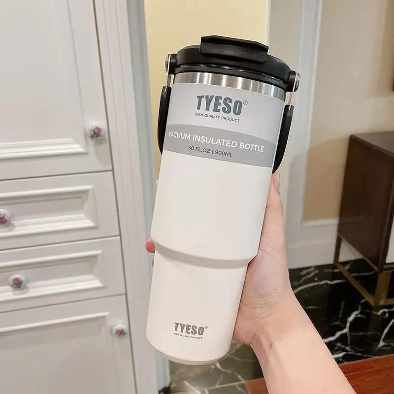 600ml 750ml 900ml Coffee Cup Thermal Vacuum Mug Stainless Steel Non-slip Leak-Proof Thermos Insulated Cup Milk Tea Water Bottle