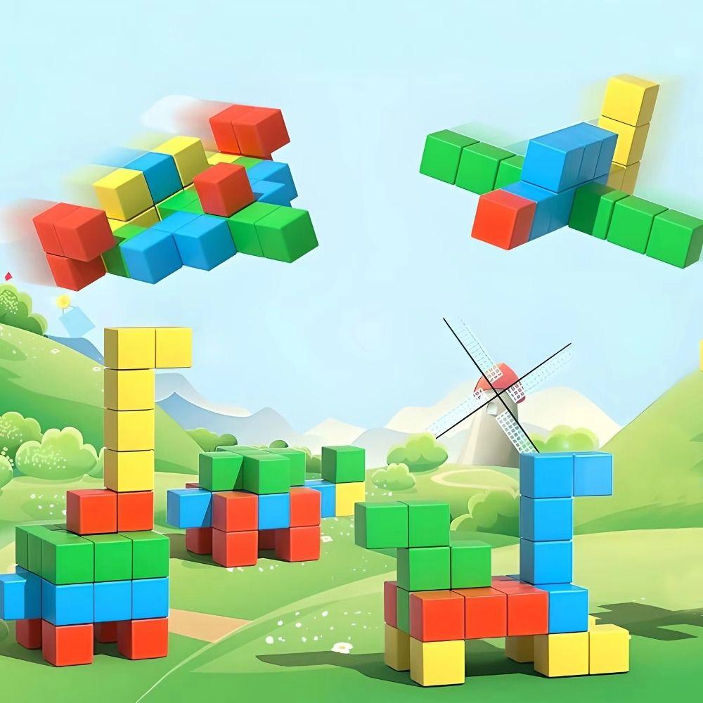 Kunststoff Puzzle Bauspielzeug Magnetisches STEM Spielzeug Bausteine Würfel Magnetischer Würfel Kinderspielzeug