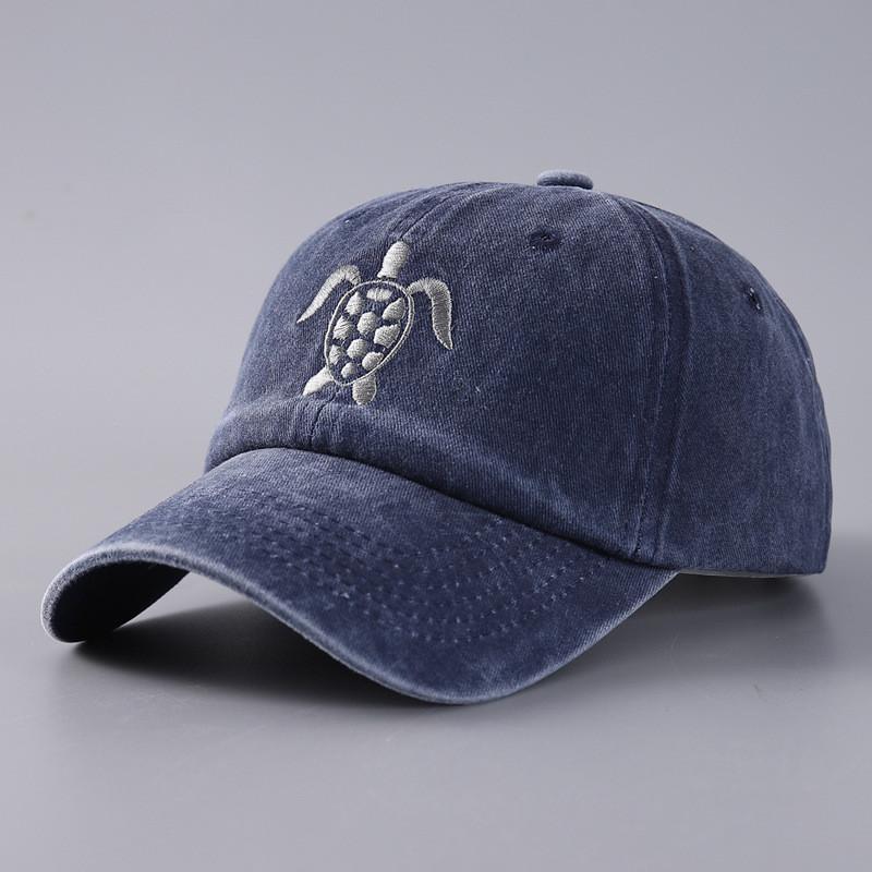 Flying Turtle Cotton Baseball Cap With Vintage Wash And Wide Brim For Casual Wear