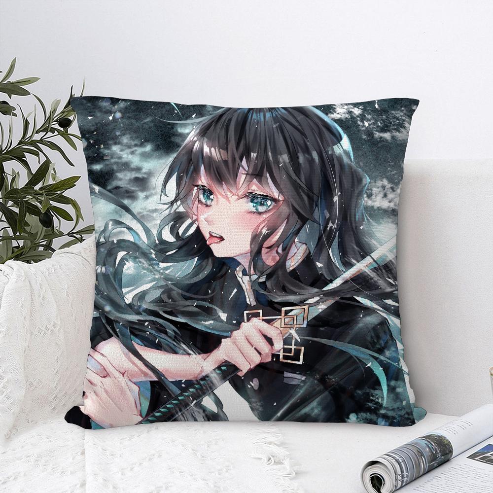 

M-Muichiro T-Tokito Anime Pillow Case Sofa Decorative Home Double-sided Print Plush Square Throw Pillow Covers Cushion Decor 16x16Inch