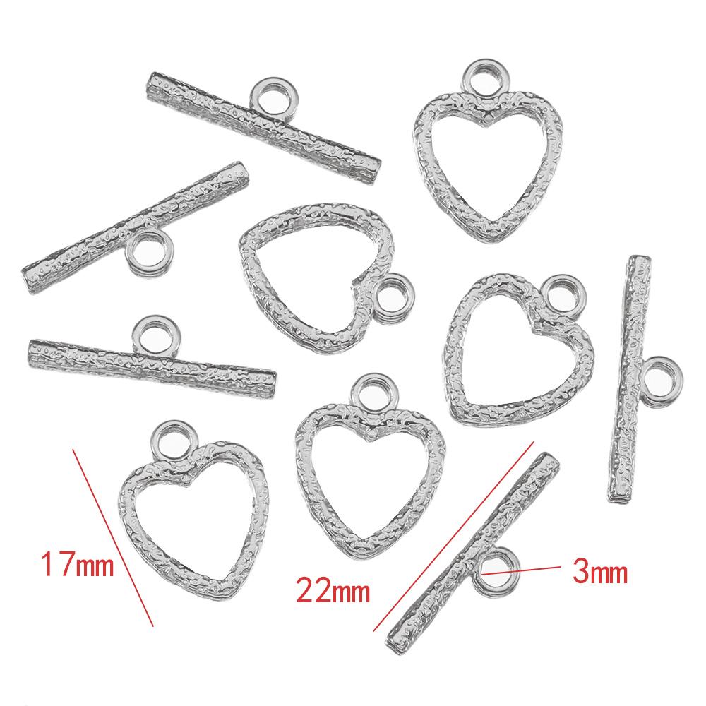 4sets Gold color Stainless Steel OT Toggle Clasps Clasps Love Heart Necklace Bracelet Buckle Connectors for Jewelry Making DIY