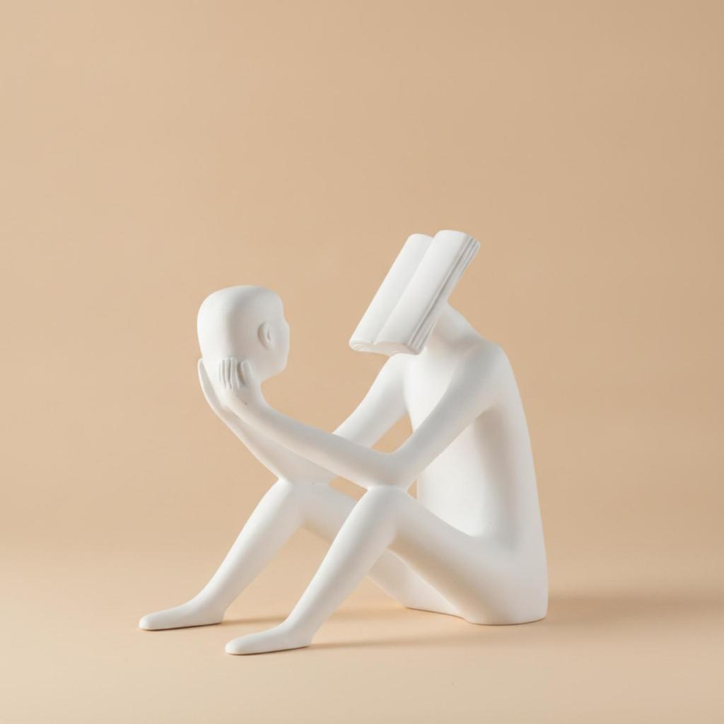 Abstract Sculpture Matte Human Figurine Modern Seated Statue for Art Lovers, Homeowners, Living