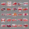 50 Fire Truck Graffiti Stickers - Cartoon, Waterproof, DIY for Children's Journals, Skateboards, & Luggage