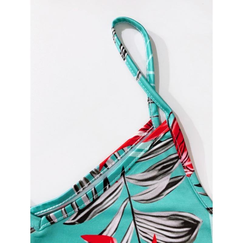 Floral Print V Neck Cami Dress, Casual Sleeveless Dress For Summer, Women's Clothing