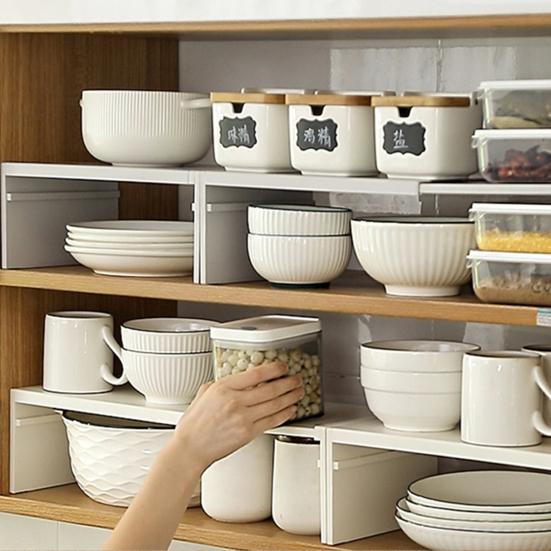 Retractable Storage Rack Plates Cutlery Seasonings Organization Kitchen Cabinets And Counter Layered Shelves Increase