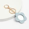 Cute Flower Makeup Mirror Keychain: PU Leather, Portable Pocket Mirror & Car Pendant